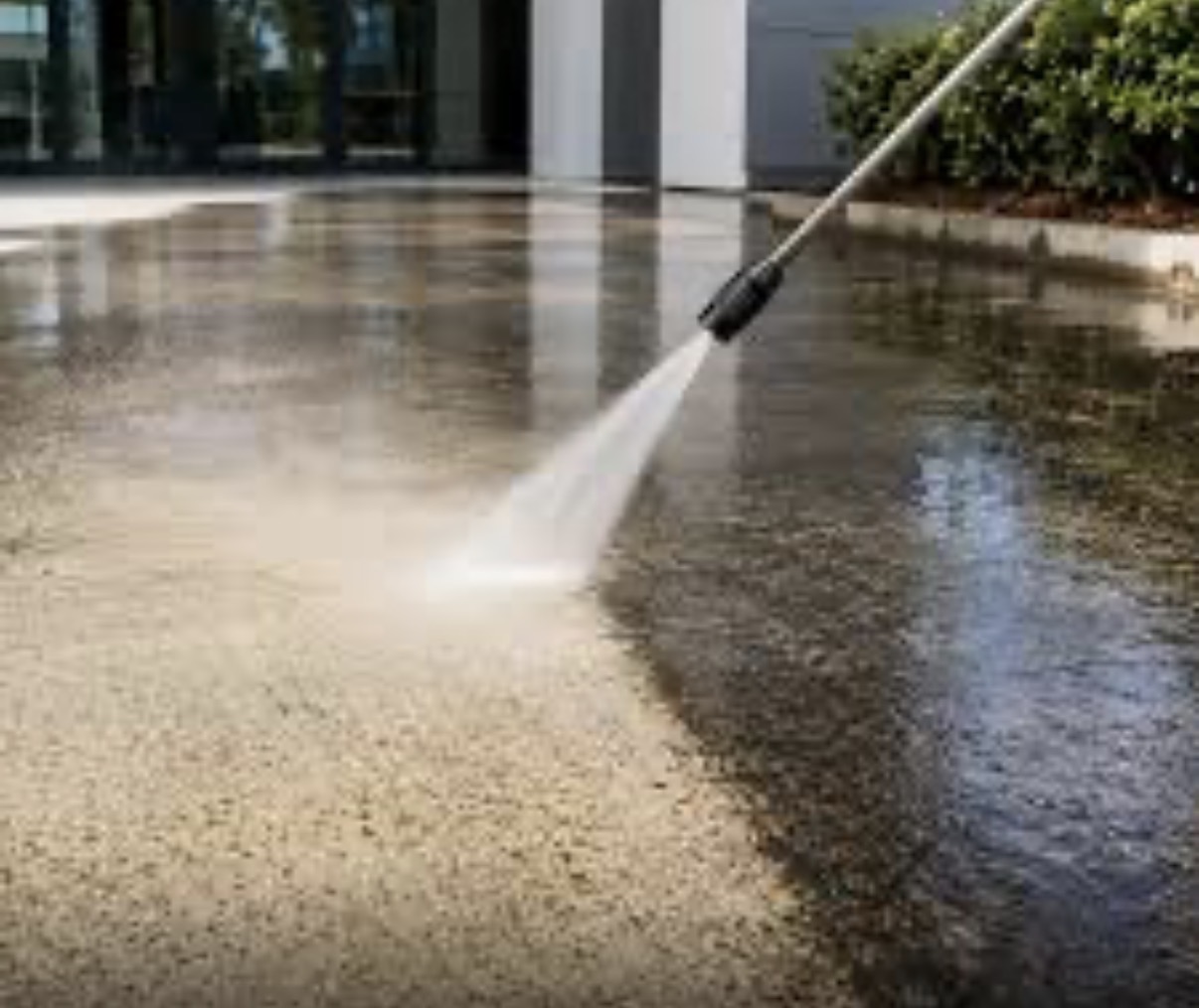 High-pressure concrete cleaning